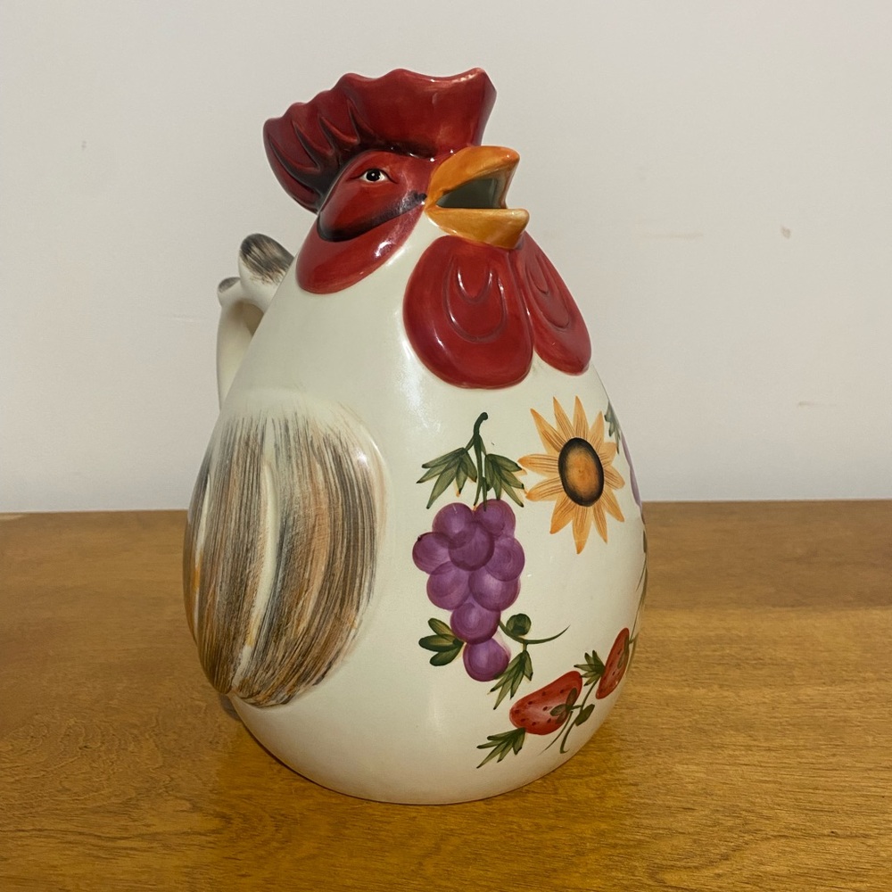 Colorful Rooster Ceramic Pitcher